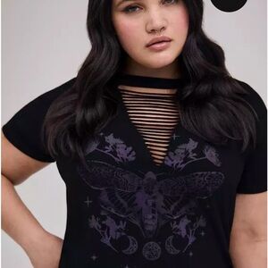 Torrid Black and Purple Moth Graphic Tee